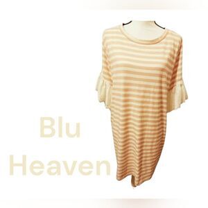 𝅺blu Heaven dress Pink & white striped womens Size medium